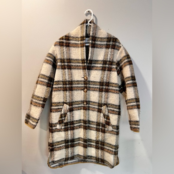 Isabel Marant Etoile Gabriel Plaid Coat Beige Size 36 - Picture 3 of 7